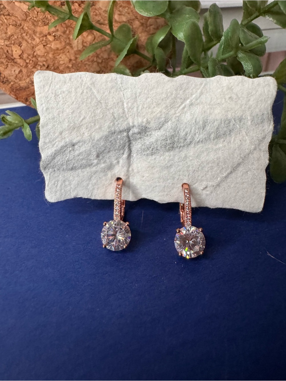 Rose Gold Drop Crystal Earrings